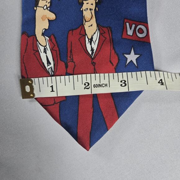 Vintage TeeHee Political Humor Necktie 100% Silk 90s Satire Novelty Navy Red - Picture 5 of 5